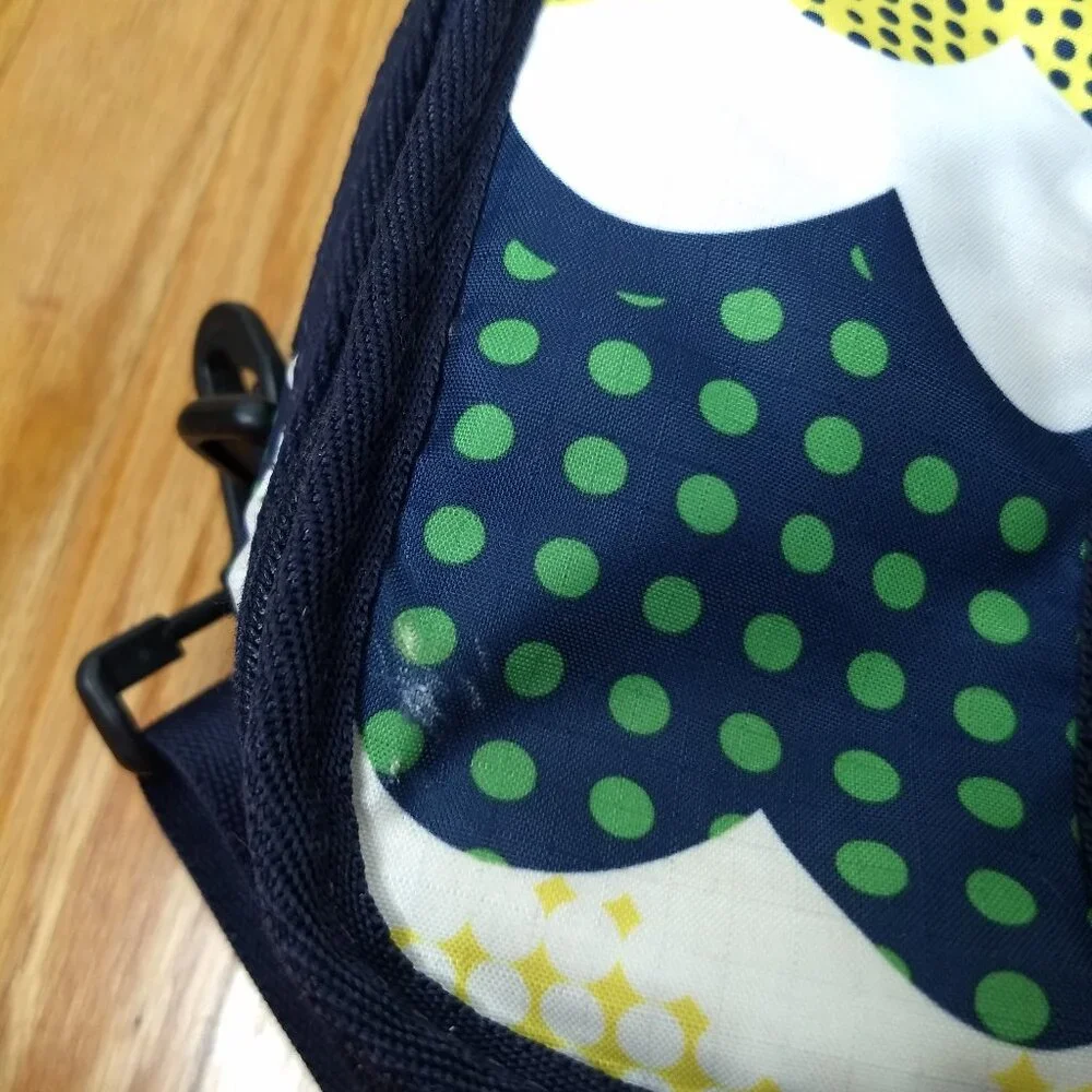 Lesportsac Zippered Laptop Bag Green Yellow Blue White Abstract Pattern School